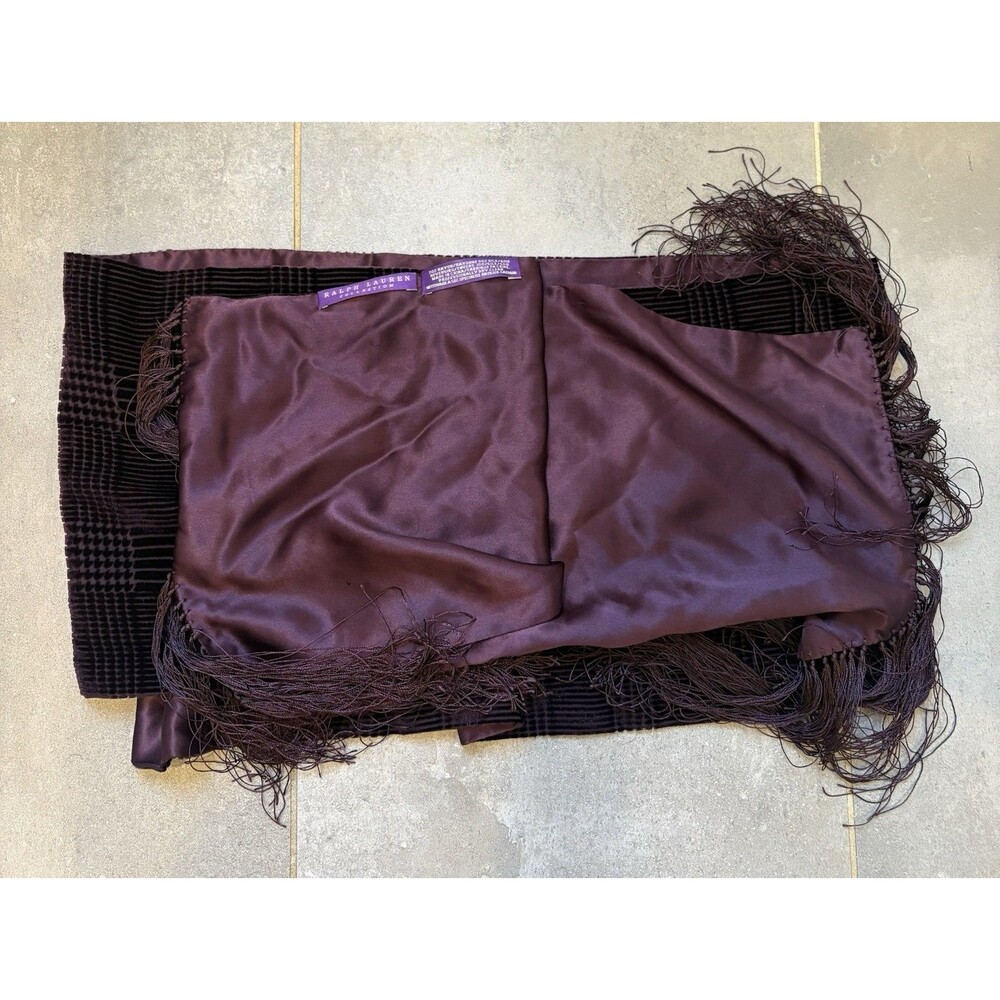 Ralph Lauren Collection Purple Label Scarf Reversible 76 x 9.5 Rayon Silk